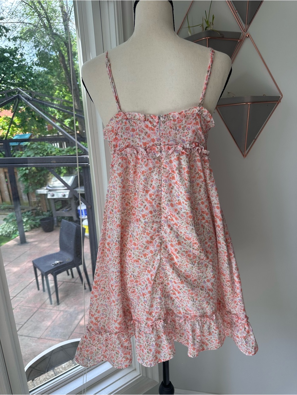 MOLLY BRACKEN Floral Pink Ruffle Hem Spaghetti Strap Babydoll Dress Size Small - Picture 4 of 9